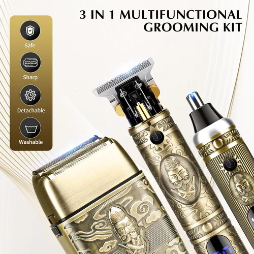 Miniatura 5 de Cortadora de pelo de nariz para hombres, cortadora de pelo facial inalámbrica con hoja en T, recortadora de barba, afeitadora eléctrica de papel