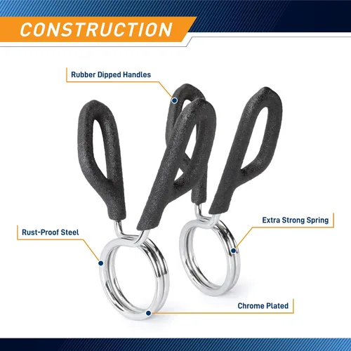 Miniatura 6 de Marcy Olympic 2-Inch & Standard 1-Inch Barbell Spring Clip Collar Pair – Secure Weight Clamps for Safe Weightlifting, Powerlifting & Strength