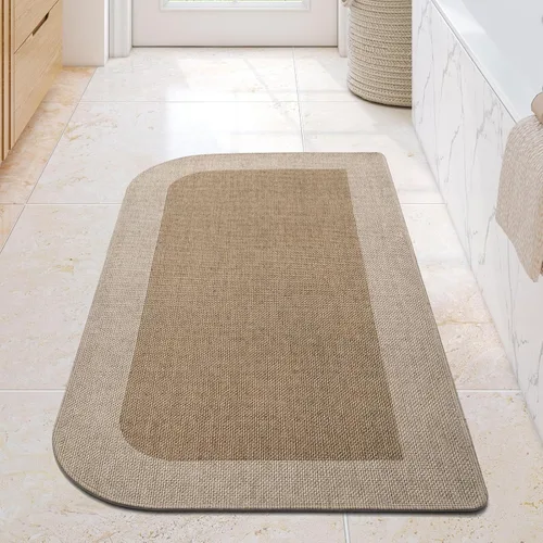 Miniatura 21 de YDKGL Alfombra de baño de medio círculo, alfombras de baño finas para debajo de la puerta, de secado rápido, antideslizante, lavable, con respaldo