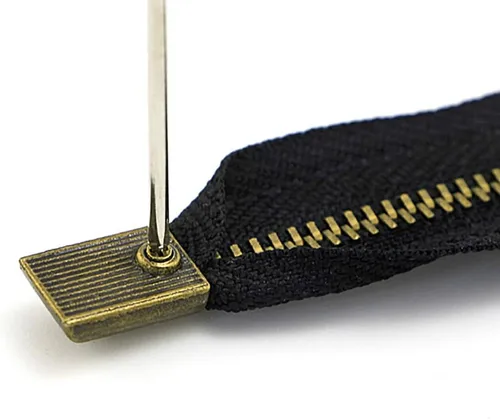 Miniatura 4 de ONLYKXY 20 tapones de cremallera de metal, clip de cola con cremallera estilo rectangular (bronce)