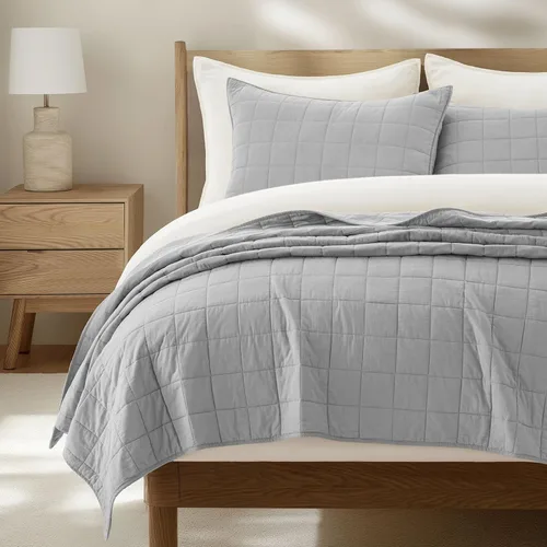 Miniatura 13 de EVERGRACEHOME Juego de Ropa de Cama Acolchado con Puntada de Caja de 100% Algodón Tamaño Queen 3 Piezas, Cobertor Lavado como Prenda Ligero Suave