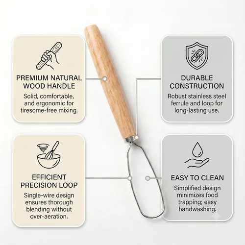 Miniatura 6 de Jar Whisk Stainless Steel with Wooden Handle For Sourdough Starter, Peanut Butter, Almond Butter, Cashew Butter, Protein Shakes, Tahini, Yogurt