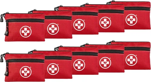 Swiss Safe Kit de primeros auxilios 2 en 1 para automóvil, viajes y hogar, negocios, mini kit adicional para ayuda de emergencia médica,