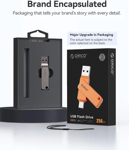 Miniatura 7 de ORICO Memoria USB 3.0 de alta velocidad USB 3.0 de 32 GB, diseño giratorio de aleación de zinc, compatible con iPhone 15/16/17, Android, Mac, PC