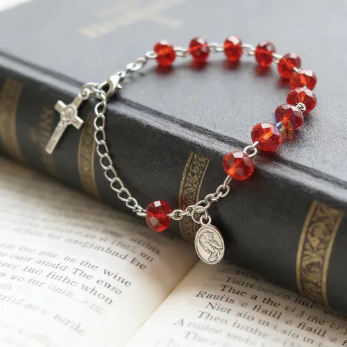 Miniatura 8 de WE Confirmación Rosario Pulsera Favor (12PCS) Recuerdos de confirmacion brasalete Pulsera roja para invitados, Acrílico, No es una piedra preciosa