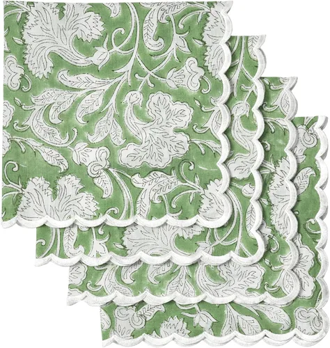 Ridhi Juego de 4 servilletas bordadas reutilizables de algodón para bodas, fiestas, regalo diario para primavera, Pascua, San Valentín