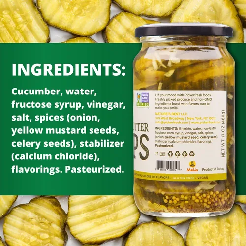 Miniatura 5 de Pickerfresh Pan & Butter Sweet Crinkle Cut Pickles, 16 onzas (paquete de 3), certificado, sin OMG, sin gluten, alto en antioxidantes, sin