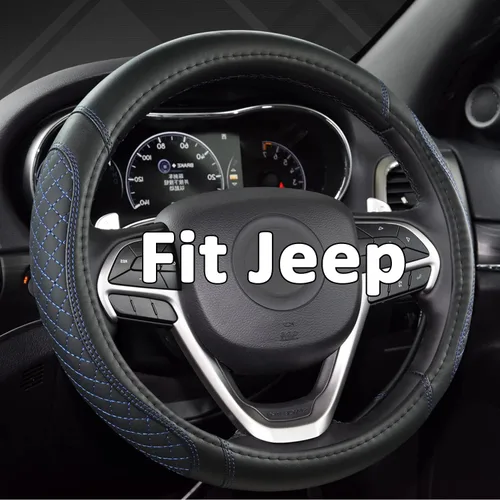 Miniatura 8 de West Llama Funda Personalizada para Volante de Coche para Jeep Grand Cherokee, Wrangler, Compass, Gladiator, Cherokee 36.8-38.1 cm negro