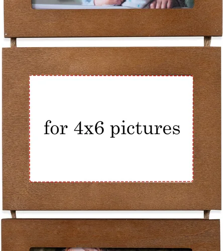 Miniatura 4 de Wallniture Aries - Portarretratos verticales para decoración de pared, 4 x 6 pulgadas, 8 aperturas para collage de fotos, juego de 2 (nogal)