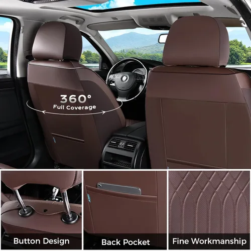 Miniatura 2 de FLORICH Fundas de asiento delantero de automóvil, fundas de asiento de cuero para automóviles, protector de asiento de automóvil, impermeable