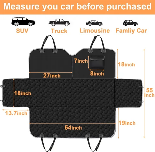Miniatura 6 de Mancro Funda de asiento de automóvil para perro para asiento trasero, 2026 mejorada 600D, resistente, impermeable y resistente a los arañazos, Negro
