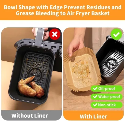 Miniatura 3 de Revestimientos desechables para freidora de aire para Ninja Airfryer: 125 piezas de papel pergamino rectangular de 8.7x5.5" para freidora de aire