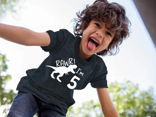 Miniatura 4 de rawr im 5 Dinosaur 5th Birthday Shirt Boy Roar Five Year Old Dino Camiseta rex