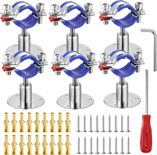 Miniatura 8 de 6 piezas de soportes de tubo para montaje en pared y techo, de acero inoxidable 304, adecuados para tubo con diámetro exterior de 15-19 mm, altura
