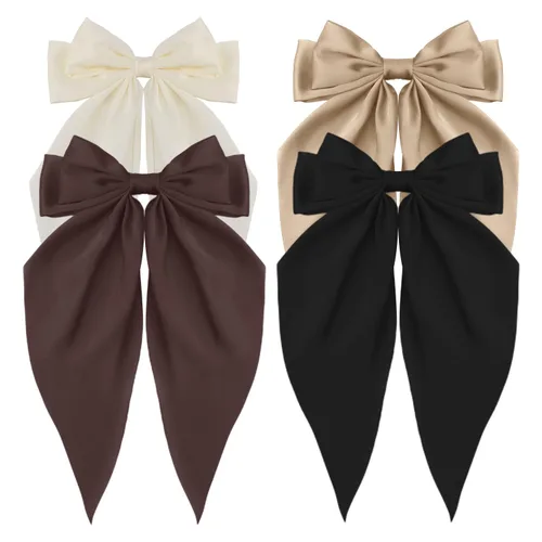 Miniatura 13 de ATODEN Lazos de Cabello de Satén Sedoso 2 Piezas Lazos Grandes para el Cabello para Mujeres Cintas para el Cabello de Cola Larga Extragrandes Lazo