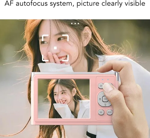 Miniatura 4 de Luqeeg Cámara digital 4K, cámara IPS HD de 2.88 pulgadas con enfoque automático AF, zoom digital, luz de relleno LED, rosa, compacta, 50 MP