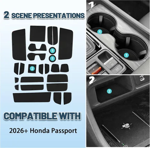 Miniatura 3 de Alfombrillas con ranura para puerta de pasaporte 2026 para Honda Passport 2026, accesorios 25 piezas/juegos de forro de consola central compatible