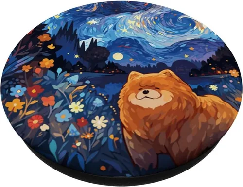 Miniatura 2 de Chow Chow Starry Night For Dog Mom Dog Dad PopSockets Swappable PopGrip