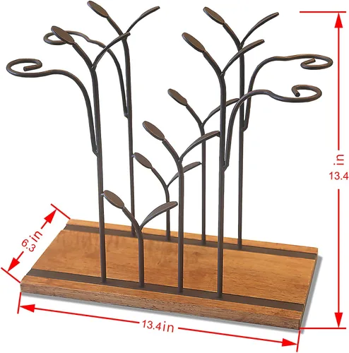 Miniatura 6 de Soporte de madera para vino de mesa, estante de vino de encimera, capacidad para 4 botellas de vino y 4 vasos, perfecto para decoración del hogar