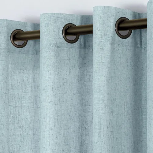 Miniatura 22 de KOUFALL Cortinas de lino azul piedra para dormitorio, 2 paneles de cortinas semitransparentes azul empolvado con ojales de bronce para sala