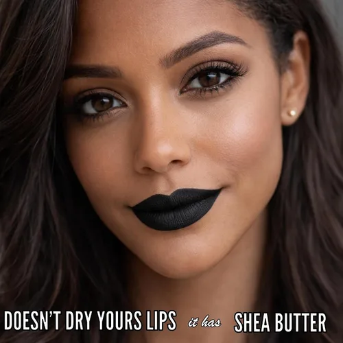 Miniatura 5 de Mynena Combo de lápiz labial negro azabache de larga duración con delineador de labios, impermeable y a prueba de transferencia, cómodo e