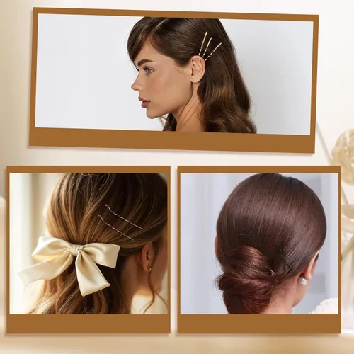Miniatura 5 de 1500 pines de 2 pulgadas a granel con caja de almacenamiento transparente, clips de onda invisibles color negro, marrón y dorado, horquilla sin