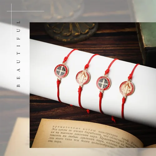 Miniatura 4 de Pulsera de San Benito de 20 piezas hecha a mano con nudo rojo ajustable para mujeres niñas y hombres Enlace