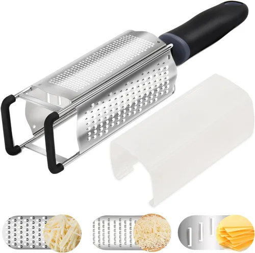 Rallador de queso 3 en 1, rallador de limón, rallador de queso de acero inoxidable de mano, rallador de manivela de mano, utensilios de cocina