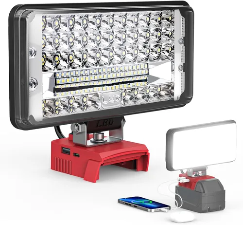 Miniatura 10 de Ecarke Luz de trabajo LED compatible con batería Milwaukee18V, luces de trabajo inalámbricas de 128 W, 12800 lm de luz de batería de linterna