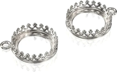 Miniatura 10 de Stera Jewelry Corona redonda de bisel de plata de ley 925 de 0.472-0.709 in con fornituras de bucle