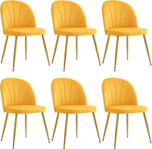 Miniatura 12 de Juego de 4 sillas de comedor de terciopelo, sillas de comedor modernas tapizadas de mediados de siglo, silla de acento sin brazos con patas doradas