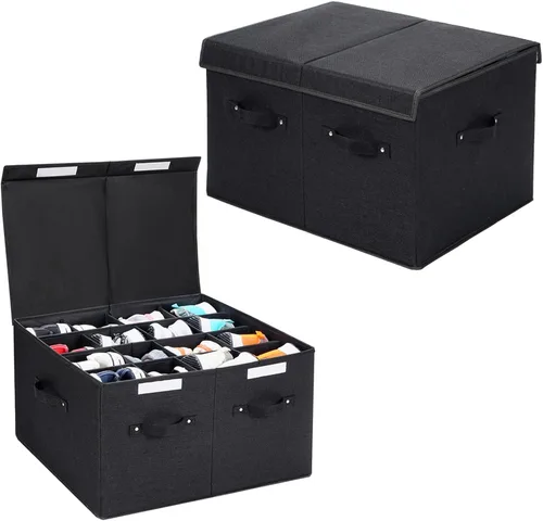 Miniatura 11 de Organizador de zapatos para armario, caja de almacenamiento de zapatos plegable con divisores ajustables, gran contenedor de almacenamiento