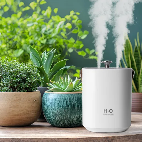 Humidificador para dormitorio, humidificador portátil de niebla fría de 1.2 L, humidificador de escritorio USB, con luz nocturna cálida y diseño de