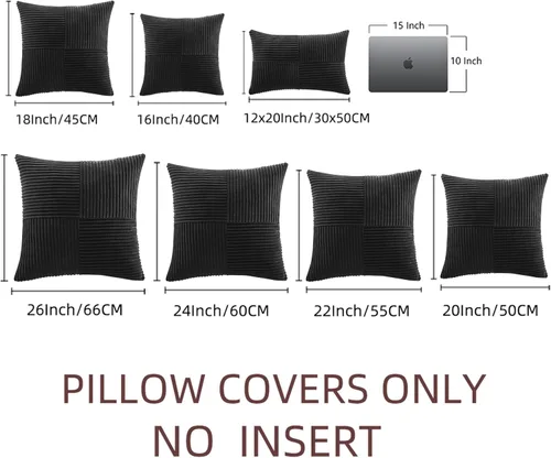 Miniatura 7 de Fancy Homi - Paquete de 2 fundas de almohada decorativas negras de 22 x 22 pulgadas para sala de estar, sofá, cama, rústico, estilo bohemio
