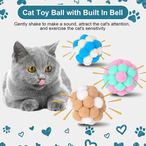 Miniatura 5 de Pelotas de juguete para gatos, 6 piezas con campanas de 2.0 in, bolas interactivas para gatos, juguete interactivo para gatos, gatitos, interiores