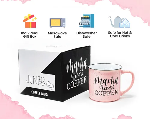 Miniatura 4 de June & Lucy Taza para mamá con elegante caja de regalo, taza de café novedosa para mamá, lindas tazas de café para mujeres, taza de café con letras