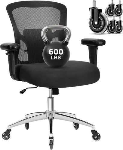 Miniatura 10 de Silla de oficina grande y alta de 600 libras, silla de malla ergonómica resistente, silla de escritorio ejecutiva para computadora con asiento ancho