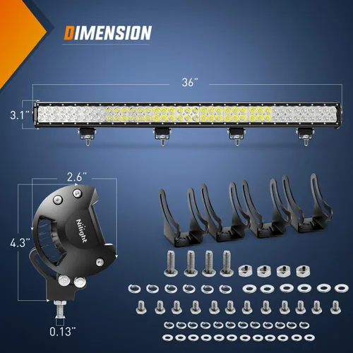 Miniatura 2 de Nilight 39 Pulgadas 252W Barra de Luz LED Combo Puntal y Dispersión 24V 12V Iluminación para Barco, Iluminación de Conducción Todoterreno, Luces