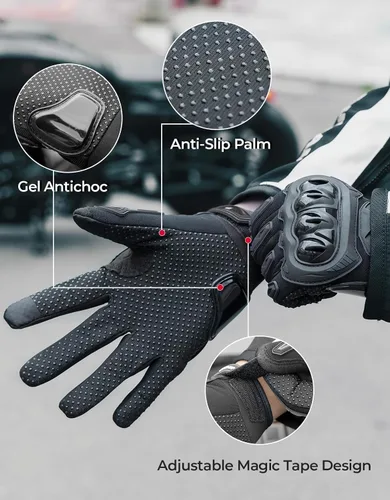 Miniatura 2 de KEMIMOTO - Guantes de motocicleta para hombres/mujeres, guantes de bicicleta de tierra con pantalla táctil y protección contra deslizamientos