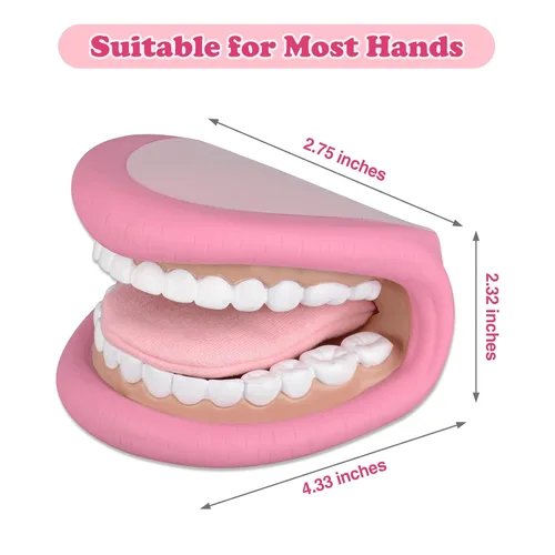 Miniatura 5 de Ultrassist Marioneta de Mano de Boca de Tamaño Mediano con Lengua para Niños Color Verde, Marioneta de Boca para Terapia del Habla, Incluye Cepillo