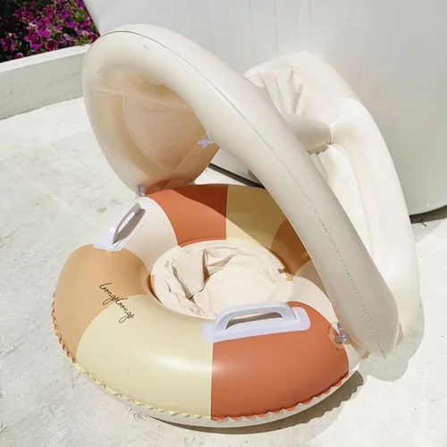 Miniatura 7 de Babyy - Flotador de piscina – Anillo de protección solar, asiento de seguridad plegable, flotador de natación retro con toldo y sombrilla Juguete