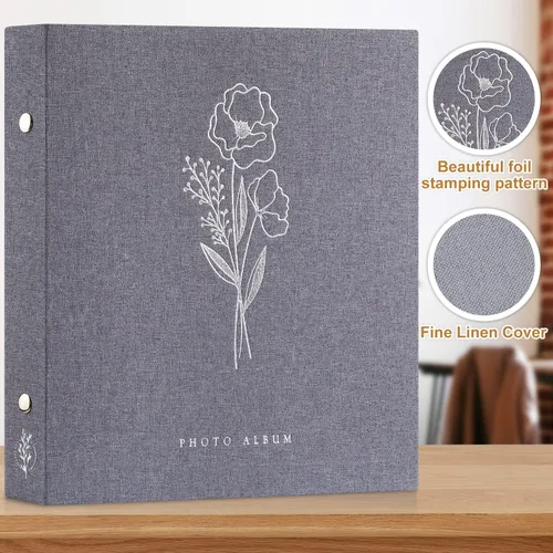 Miniatura 5 de Lanpn - Álbum de fotos autoadhesivo de lino, 40 páginas, álbum de fotos para manualidades, páginas adhesivas magnéticas, contiene fotos de 4 x 6, 7