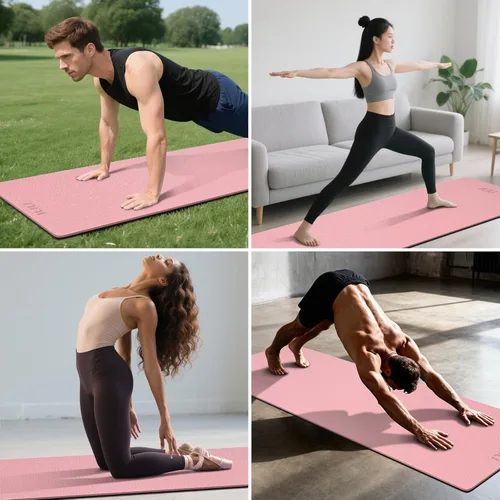 Miniatura 29 de ILILI Tapete de yoga 10mm extra grueso y 193cm extra largo, 76x28x0.4 pulgadas, material TPE antideslizante de doble color, fácil de transportar