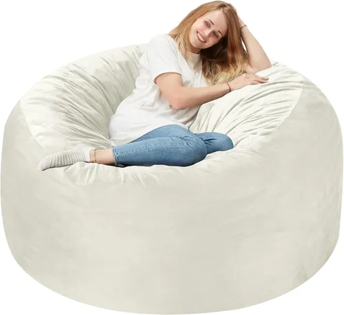 Miniatura 70 de Homguava - Sillón puff de 3 pies Sillón estilo puff grande de 3 pulgadas con relleno de espuma viscoelástica, sofá suave con funda de terciopelo