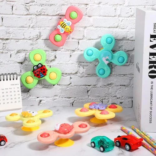 Miniatura 6 de 6 piezas de ventosa giratoria de juguete con temática marítima sensorial para baño, juguetes giratorios de oso y mariposas, ventosas