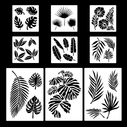 Miniatura 8 de Rolin Roly 12 plantillas de pintura de leopardo, plantillas de impresión de piel de animal, plantillas de pintura a rayas reutilizables para dibujar