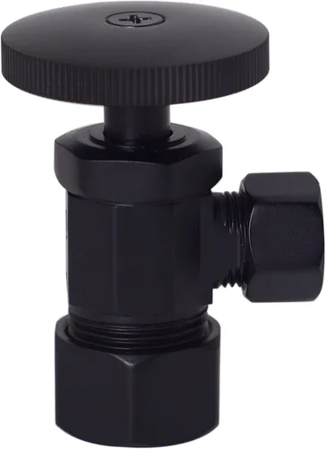 Miniatura 5 de Westbrass A1538L-62 Kit de línea de suministro para lavabo de pedestal con trampa P y topes angulares de mango redondo, negro mate Oil Rubbed Bronze