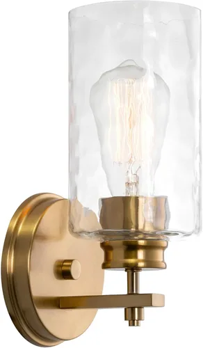 Miniatura 9 de Kira Home Phoebe - Lámpara de pared/tocador moderna de 8 pulgadas + pantalla de vidrio esmerilado con semillas, acabado de níquel cepillado