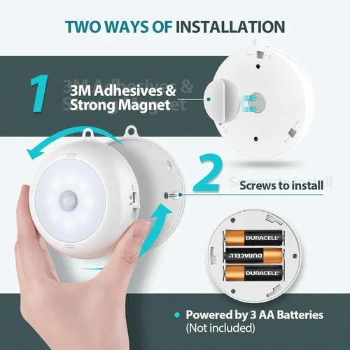 Miniatura 5 de BLS Luz con sensor de movimiento para interiores, luz nocturna LED inalámbrica, iluminación debajo del gabinete, luces de disco alimentadas por