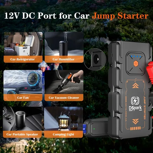 Miniatura 3 de Arrancador de coche compacto de 2000 A, ultra portátil y seguro para principiantes, para hasta 7.0 L de gasolina/6.5 L de diésel, caja de salto